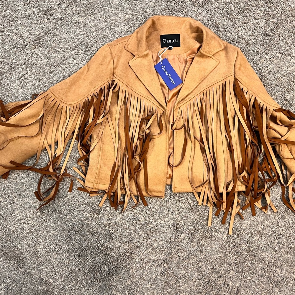 Women's Tan Fringe Jacket